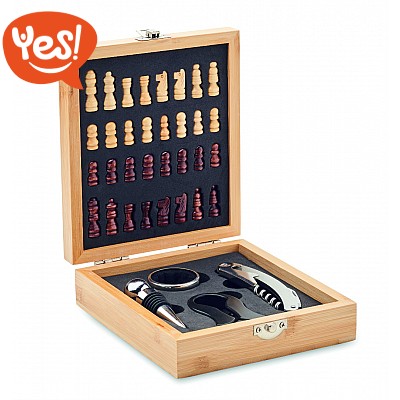 Set da vino con scacchiera