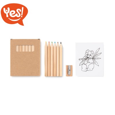 Set disegni da colorare con matite e temperino