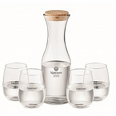 Set ecologico caraffa e bicchieri in vetro riciclato