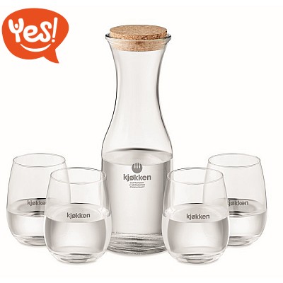 Set ecologico caraffa e bicchieri in vetro riciclato