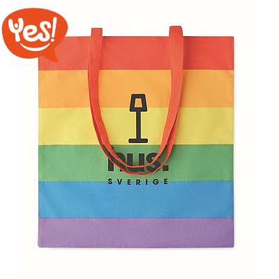 Shopper in cotone con motivo arcobaleno