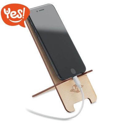 Supporto ecologico in legno per smartphone con semi