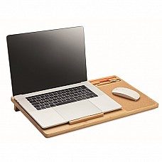Supporto per laptop in bambù con prese d'aria e mousepad integrato