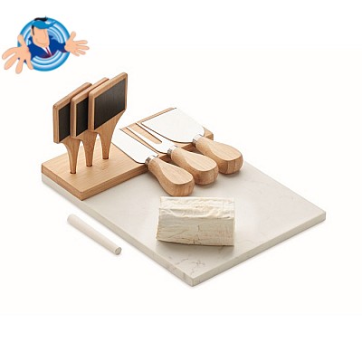 Tagliere in marmo con accessori per formaggio ed antipasti