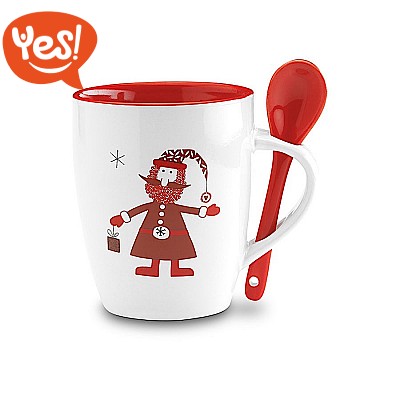 Tazza con cucchiaino integrato con decorazione natalizia