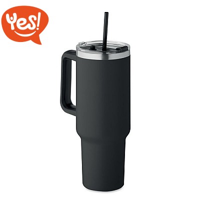 Bicchiere In Acciaio Inox Con Coperchio E Cannuccia, Da 590 Ml