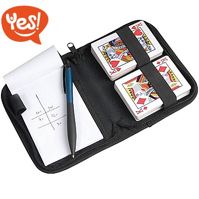 Set carte gioco con blocnotes e penna