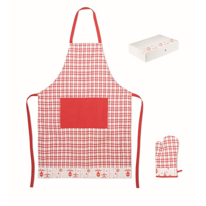 Set da cucina Grembiule Guanti da forno Panni da cucina nero Raphanus